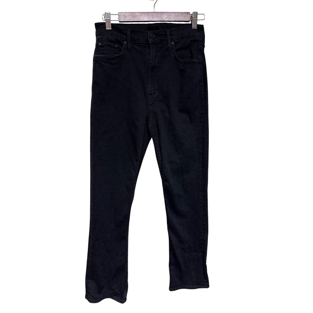 Mother High Waisted Rider Ankle Jeans Black Not Guilty Size 27 Straight Leg